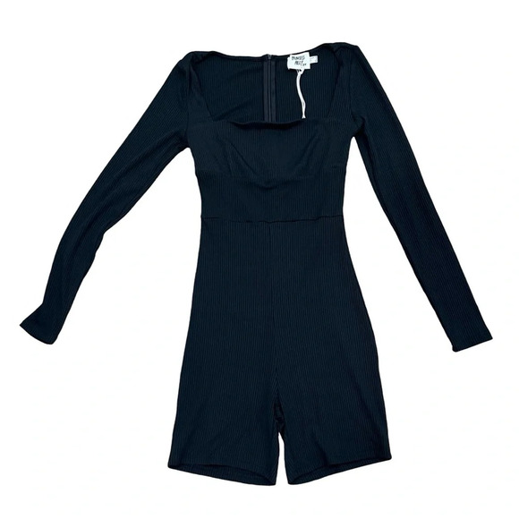 NWOT Princess Polly Sara Ribbed Bodycon Romper Black US Size 4 - Picture 10 of 14